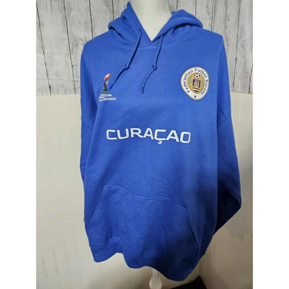 Gildan Curaçao FIFA World Cup 2026 Hoodie Blue XL Soccer Futbol Sweatshirt